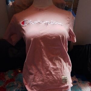 Champion Pink Script Logo Tee Shirt